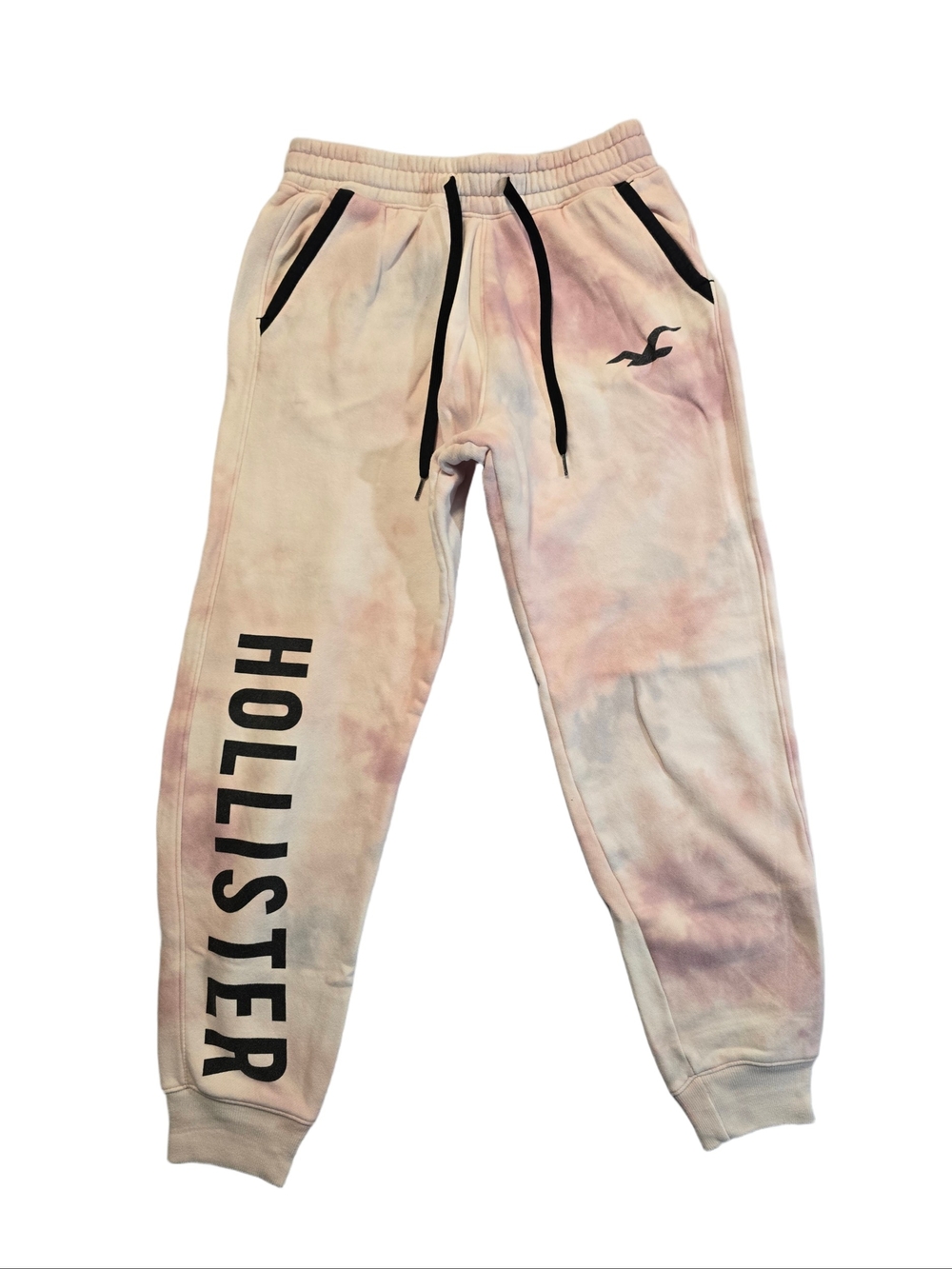 Hollister Womens Tie Dye Jogger Sweatpants Pink Logo Fleece Lounge Pants - Picture 13 of 15